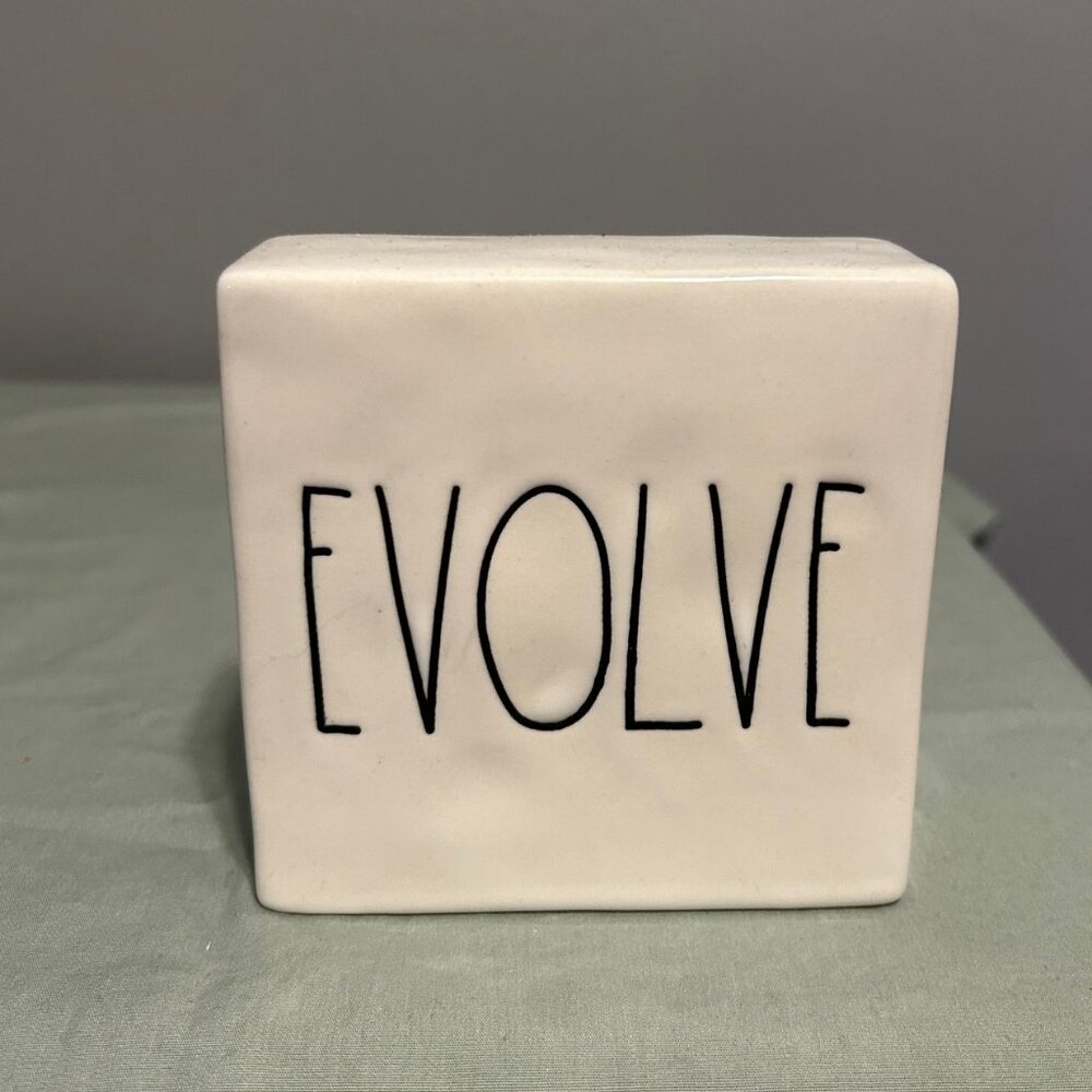 Rae Dunn Think/Evolve Desk Sign